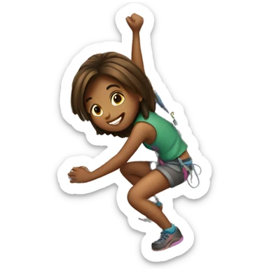 girl climbing rock sticker