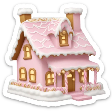 light pink and gold and white gingerbread house sticker