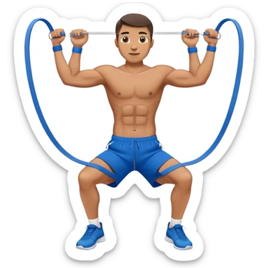 fit man with blue shorts resistance bands exercises sticker
