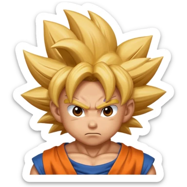 Emoji San goku plus petit niveau image , concentrer comme avant un combat contre un adversaire  sticker