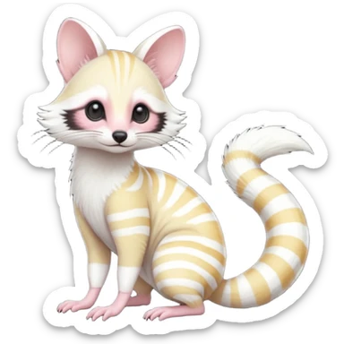 White albino neon pastel Genet-Numbat-Cacomistl-Tamarin-Tanuki-fusion-hybrid (full body) sticker