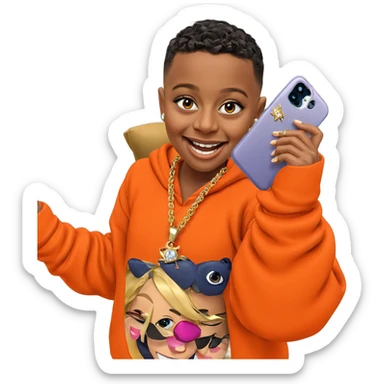 smiling selfie with jewelry sticker