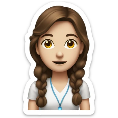 Brown haired girl with blue eyes and a vape  sticker