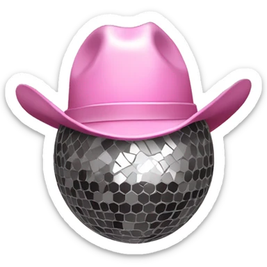 Disco ball with light pink cowboy hat sticker