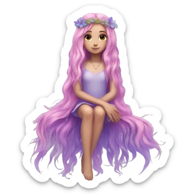 Beautiful, flower, fairy, pink, blue, purple, long hair, big wings sticker