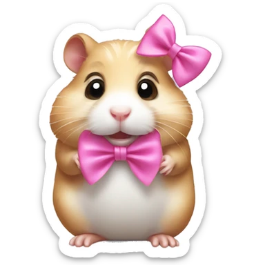 Crying hamster with a pink bow on his head  sticker