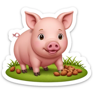 pig eating nuts sticker