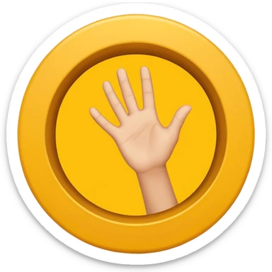 Hand stretching hole in a yellow circle sticker