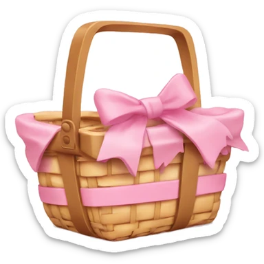 Picnic  basket in light pink bow sticker