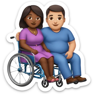 😁indian guy pushing fat girl in wheelchair  sticker
