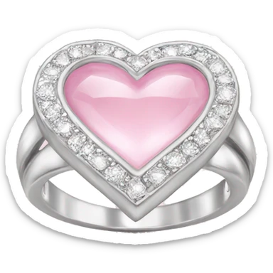 Diamond silver  ring light pink heart sticker