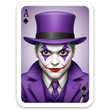 Glitter Purple and White Joker Gangster Card sticker