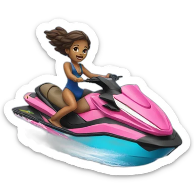 twin bitches hopping off a jet ski sticker