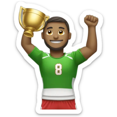 Joueur de foot soulevant un trophée sticker