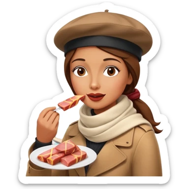 paris woman eating SPAM meat landscape  sticker