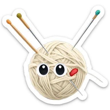 ball of yarn with knitting needles sticker