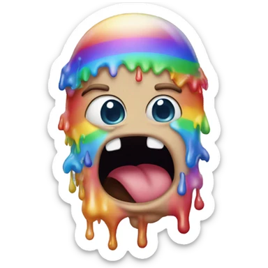 Heart eyes puking rainbows sticker