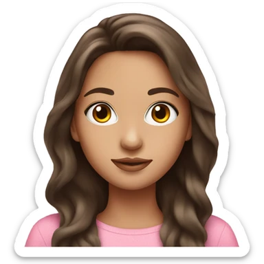 gorgeous girl with brunette hair in pink sticker