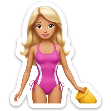 Barbie tanning at the beach sticker