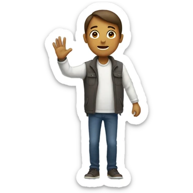 person holding hand up to say "stop" sticker