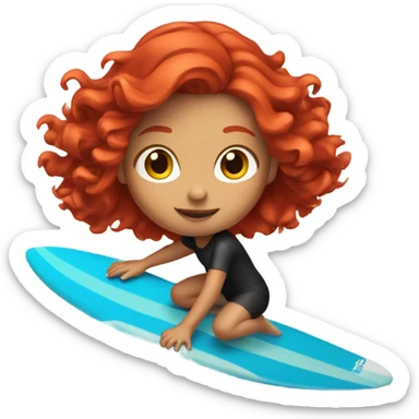 Girl with red hair surfing sticker