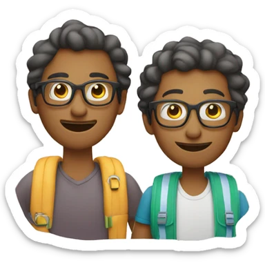 Two men's (couple) - one with eyeglasses having fun on vacation sticker