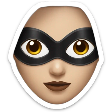 A woman with white hair and cat ears and a black mask around her eyes has white skin and a black spiderman mask on her face. sticker