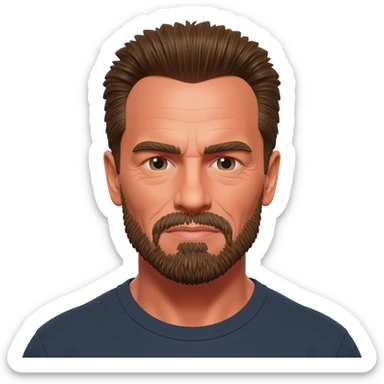 Arnold Schwarzenegger with his beard on his face sticker