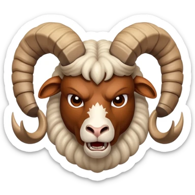 Angry ram with twisting horns sticker