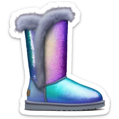 Realistic iridescent Sparkle glitter and fur Ugg boots. sticker