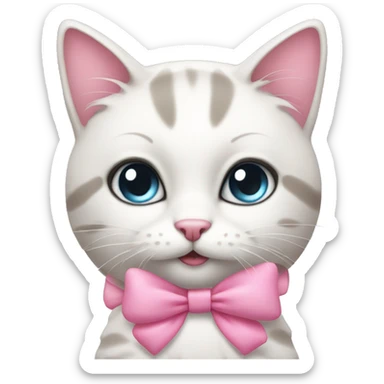girly cat with pink bow sticker