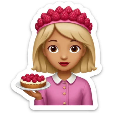 Raspberry torte human full body and legs girl with a raspberry barrette on her head sticker