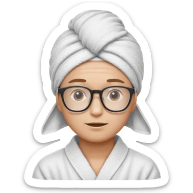 spa nerd: This emoji: 🤓 but with a spa towel on head sticker