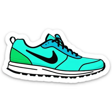 turquoise running shoes, athletic footwear, blue-green sneakers sticker