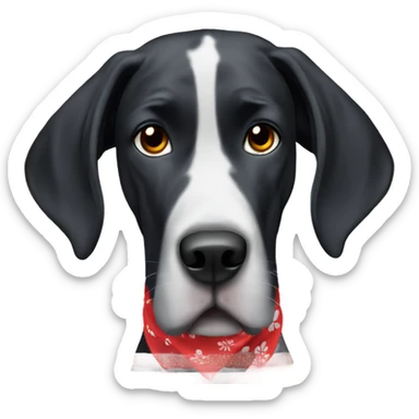 Black Great Dane white chest with Hawaiian red bandana sticker