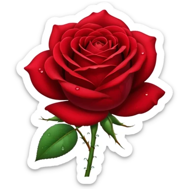 High definition, realistic, deep, red rose, with tiny dew drops  sticker