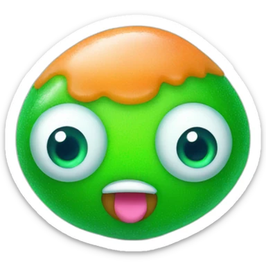 Green gumdrop candy with eye sticker