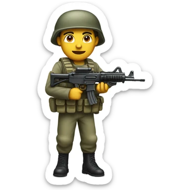 Realistic soldier with a machine gun sticker