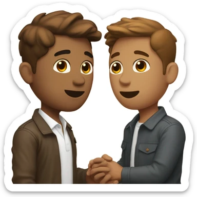 Brown short hair man proposing to another brown short hair man. Both white sticker