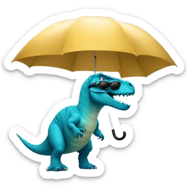 dinosaur wearing a sunglasses and have umbrella sticker
