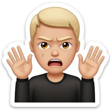 Someone crying with flipping someone else off sticker