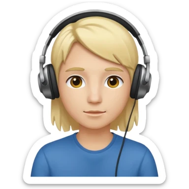 a person with blond hair wearing headphones sticker