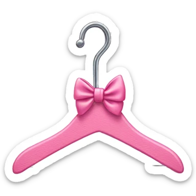 Pink clothes hanger with a bow on the hook sticker