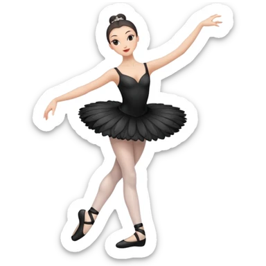 Black swan ballerina emoji from a far to see the whole body dancing with ballerina shoes sticker