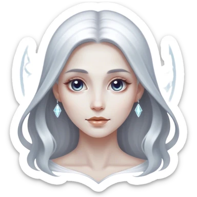 Cinematic, Ultra realistic 32k HD, hauntingly beautiful woman, Balanced features, highly detailed, glowing with silver light, high shine, remembrance, a painting of white silver, fanciful, enchanting, ghostly. The image is so lifelike it feels as though it could leap off the canvas at any moment sticker