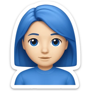 Memoji cabello azul sticker
