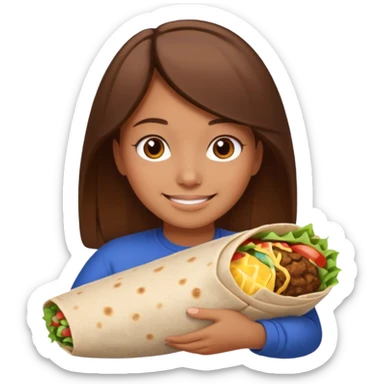 Girl with brown hair "resting burrito face" sticker