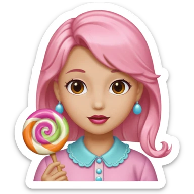 single charactarized personified candy sweet treat with single hair color and accessories sticker