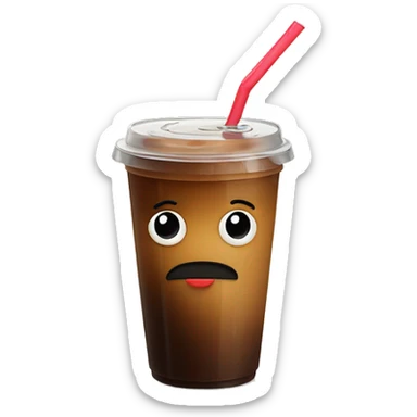 Ice coffee with lid and straw sticker