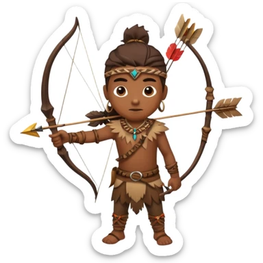 The classic hunter image with a bow and arrow on his back, dressed in brown with some animal made decorations sticker